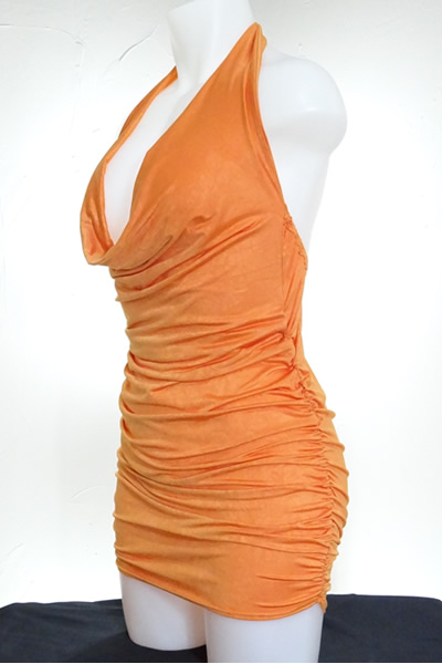 Orange Cowl Neck Dress
